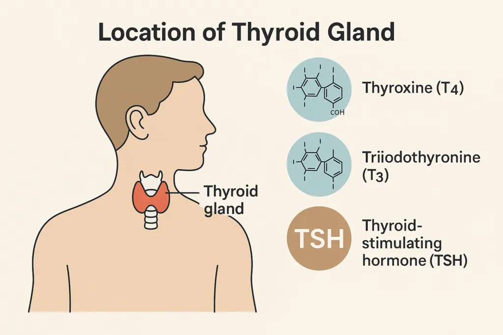 الغدة الدرقية موضعها