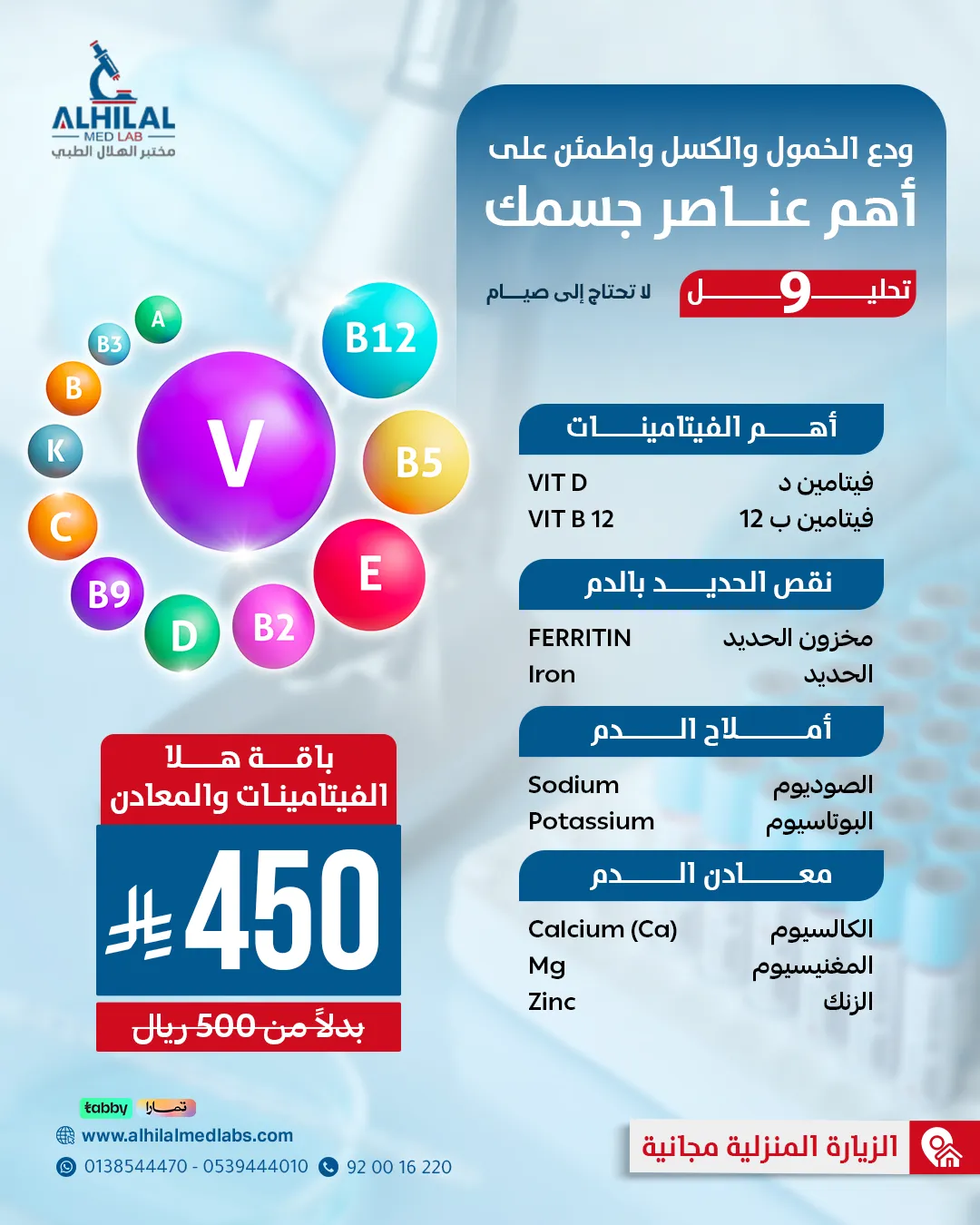 ⁠فحوصات الفيتامينات والمعادن الأساسية