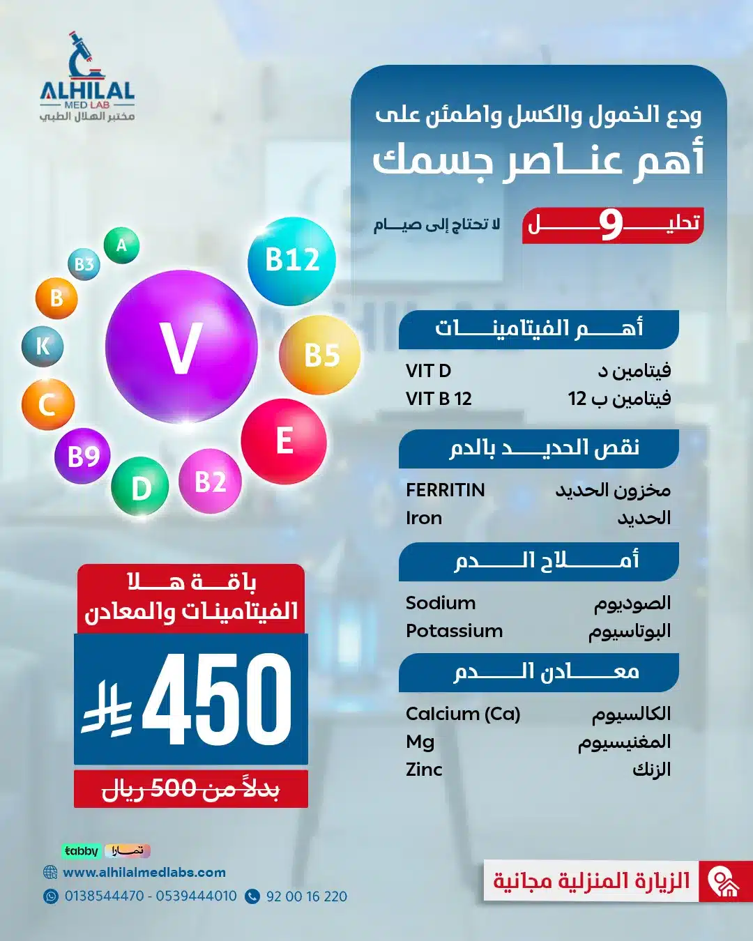 ⁠فحوصات الفيتامينات والمعادن الأساسية