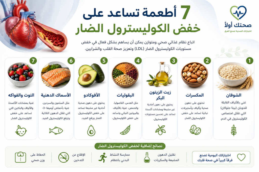 اطعمة تخفض الكوليسترول - مختبر الهلال