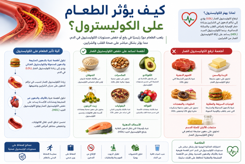 كيف يؤثر الطعام على الكوليسترول؟